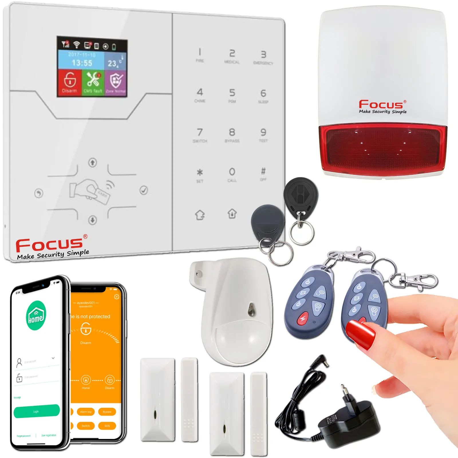 Système alarme sans-fil avec Sirène à piles adapté bâtiments industriels