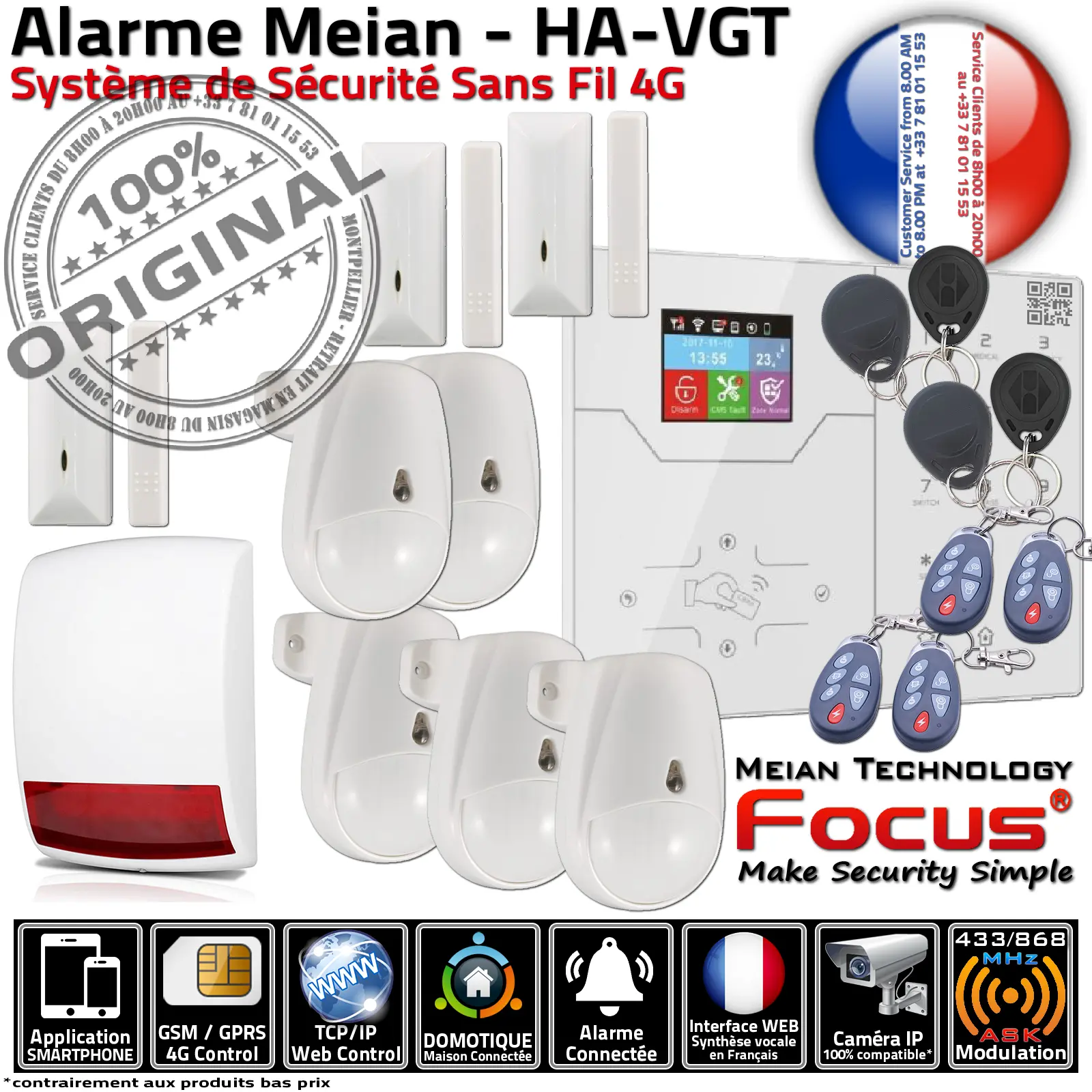 Centrale Meian connectée via 4G TCP/IP à une application mobile