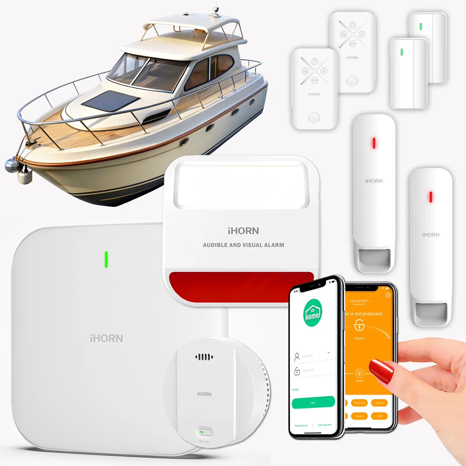 Système d’alarme yacht complet avec capteurs et sirène