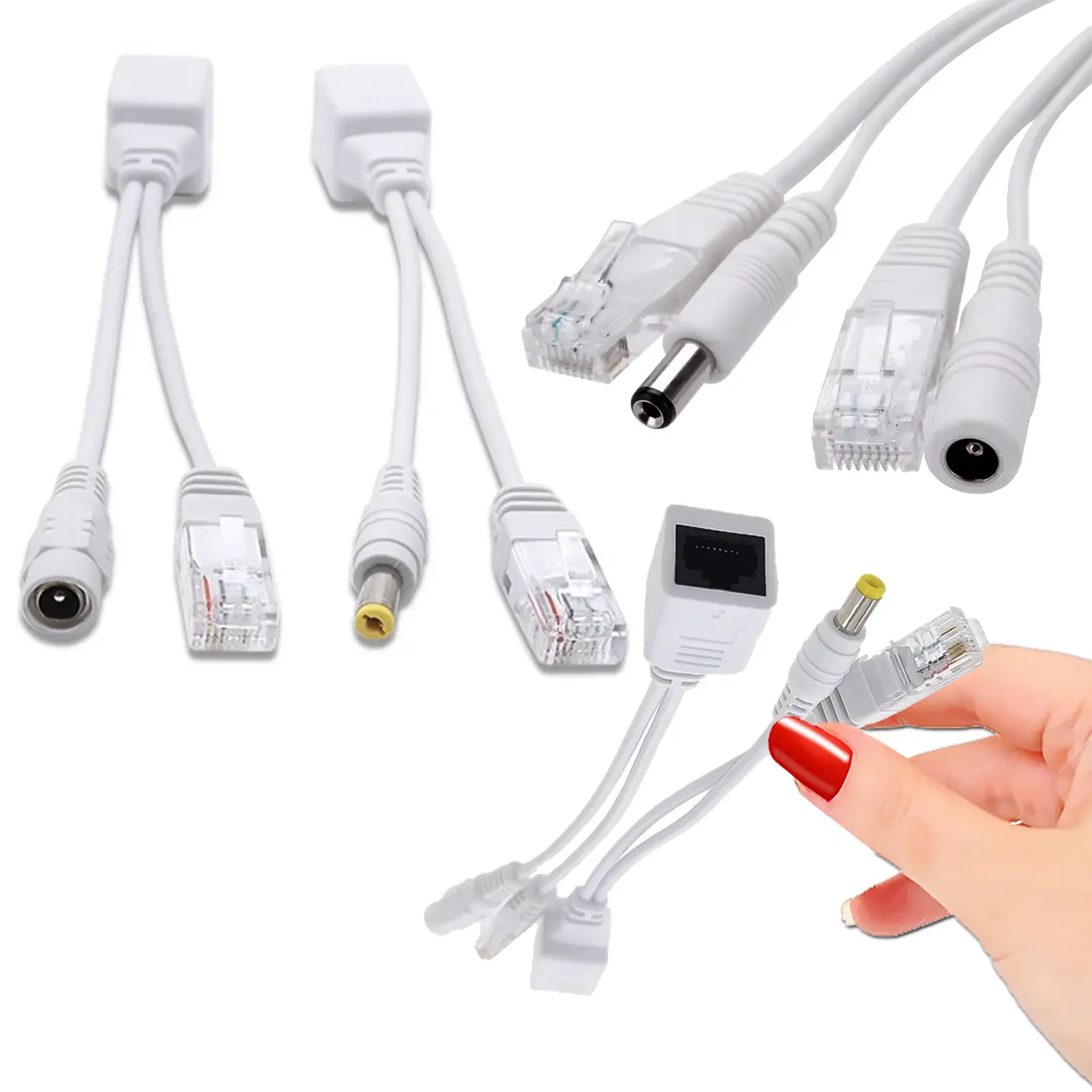 Câble adaptateur PoE branché dans cabinet médical pour sécurité IP.